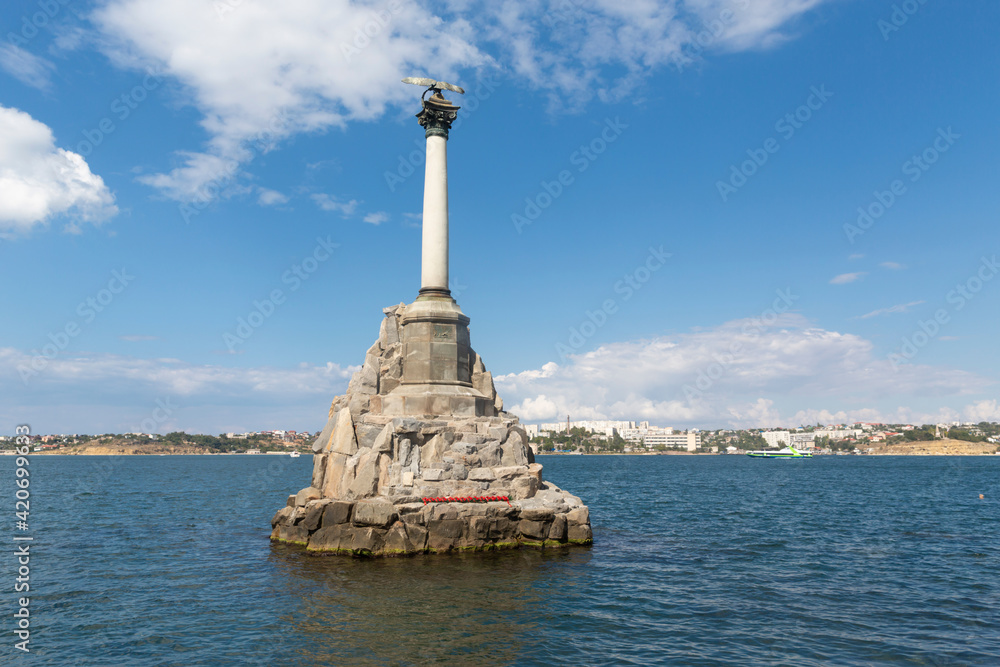 Monument to the sunken ships in Sevastopol. Crimea.