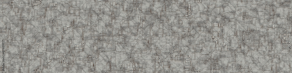 Obraz premium gray techno future science metal background