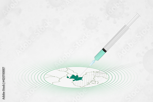 Azerbaijan vaccination concept, vaccine injection in map of Azerbaijan. Vaccine and vaccination against coronavirus, COVID-19.
