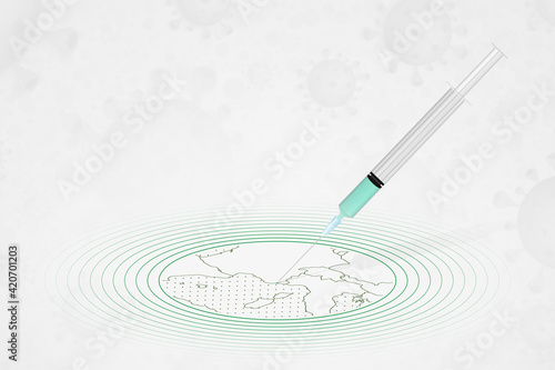 Monaco vaccination concept, vaccine injection in map of Monaco. Vaccine and vaccination against coronavirus, COVID-19.
