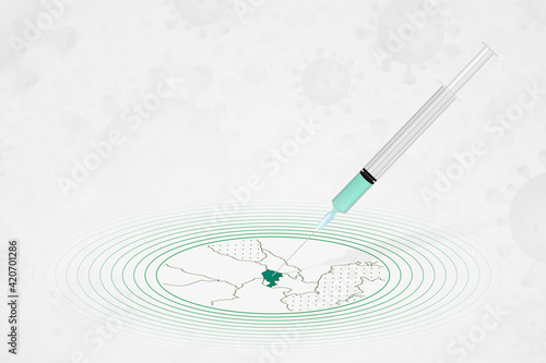 Armenia vaccination concept, vaccine injection in map of Armenia. Vaccine and vaccination against coronavirus, COVID-19.
