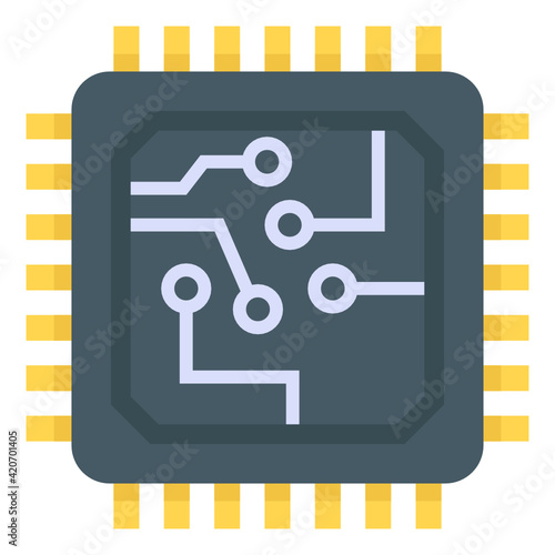 
Microprocessor in flat icon, editable vector 

