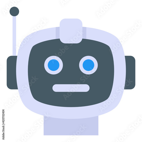 
Robot head in flat icon, editable vector

