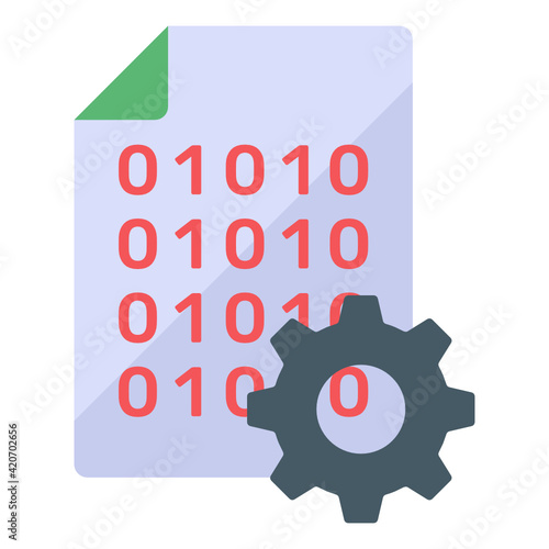 
Code with gear denoting binary preferences in flat style icon 

