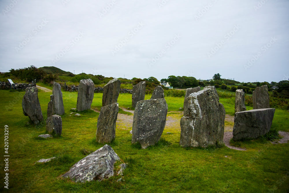 Spring landscape in Drombeg megaliths in Ireland Spring landscape in Drombeg megaliths in Ireland