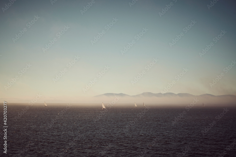 Fog rolls across the pacific ocean. Fog rolls across the pacific ocean.