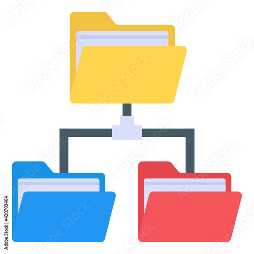 
Editable flat icon of folder hierarchy 

