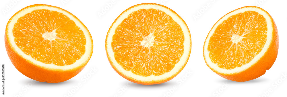 collection of cut of orange isolated on white background. healthy food. clipping path collection of cut of orange isolated on white background. healthy food. clipping path