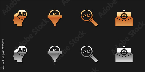 Set Advertising, Lead management, and Mail and e-mail icon. Vector