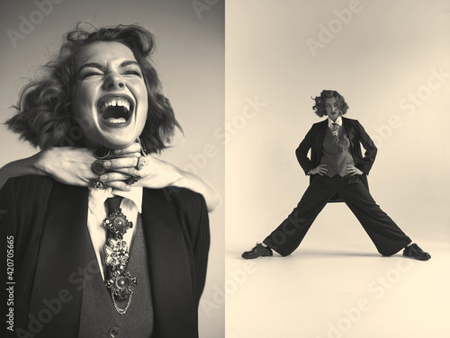 woman retro style collage art photo