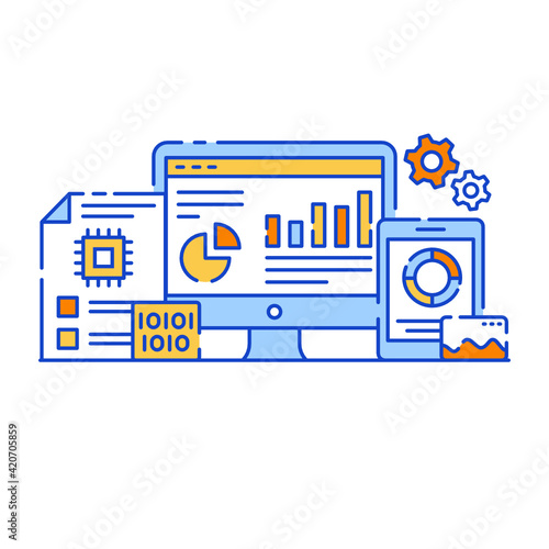 
Admin dashboard flat illustration, editable vector 

