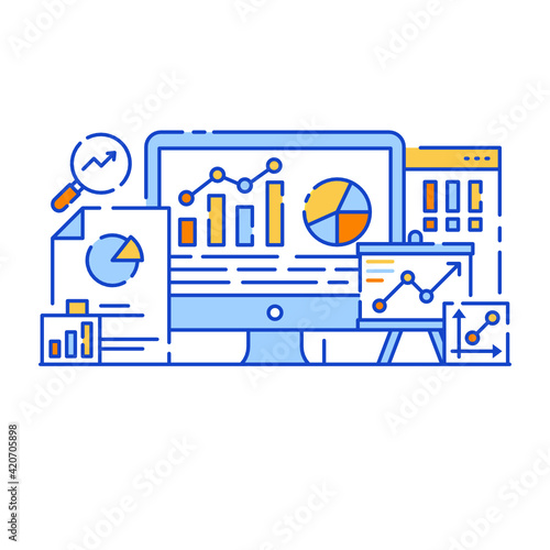 
Admin dashboard flat illustration, editable vector 


