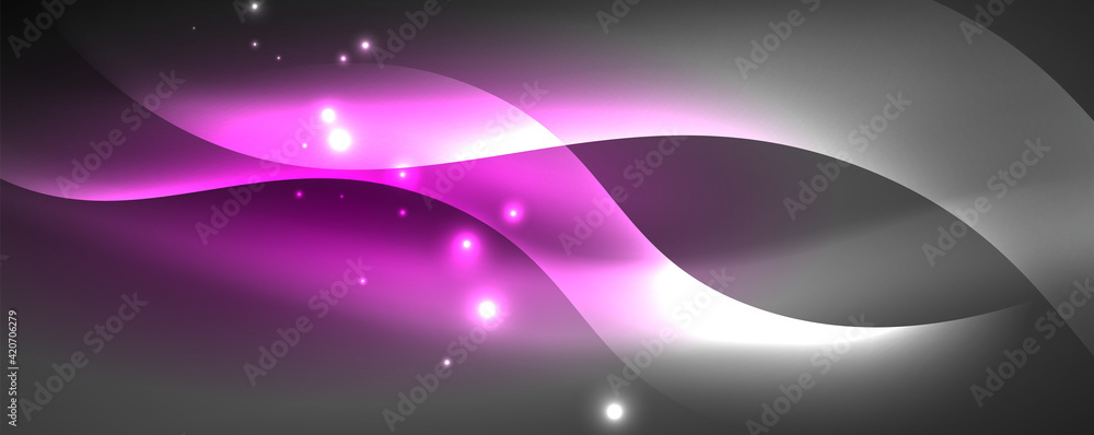 Shiny glowing neon wave, light lines abstract background. Magic energy and motion concept. Vector wallpaper template Shiny glowing neon wave, light lines abstract background. Magic energy and motion concept. Vector wallpaper template