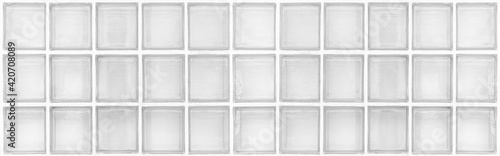 Panorama of White translucent glass block wall pattern and background seamless