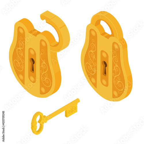Antique lock vector