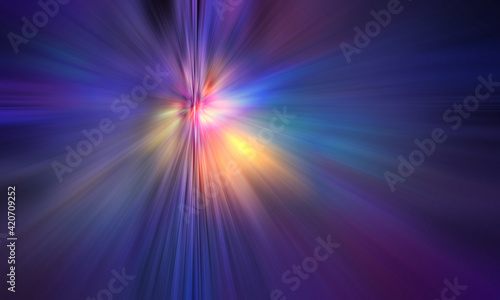 Abstract big data, speed, colorful fibers, rays, time travel tunnel background. 3D Illustration