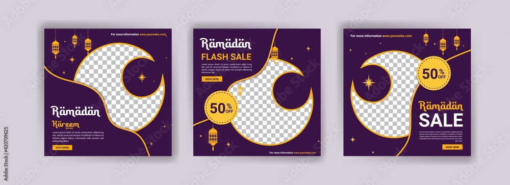 Ramadan Kareem. Ramadan Sale. Arabic concept. Holiday Shopping. Banners vector for social media ads, web ads, business messages, discount flyers and big sale banner.