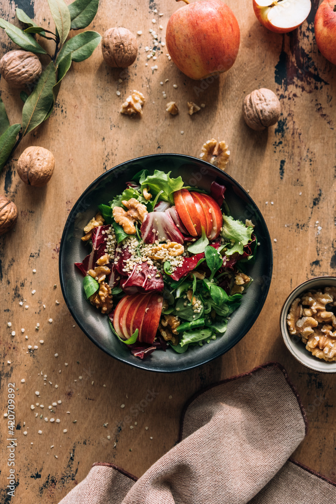 Fresh salad with apples amnd sweet potatoes Fresh salad with apples amnd sweet potatoes