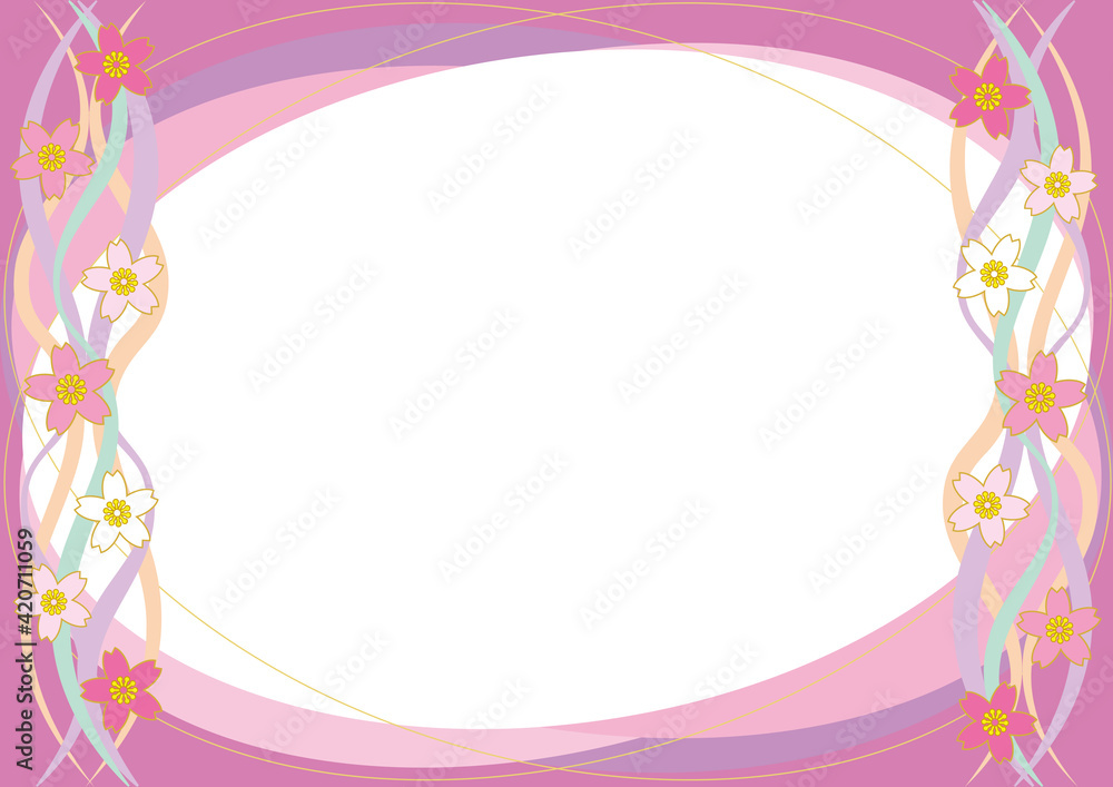 Cherry Blossom Flower and Oval Design Background Cherry Blossom Flower and Oval Design Background