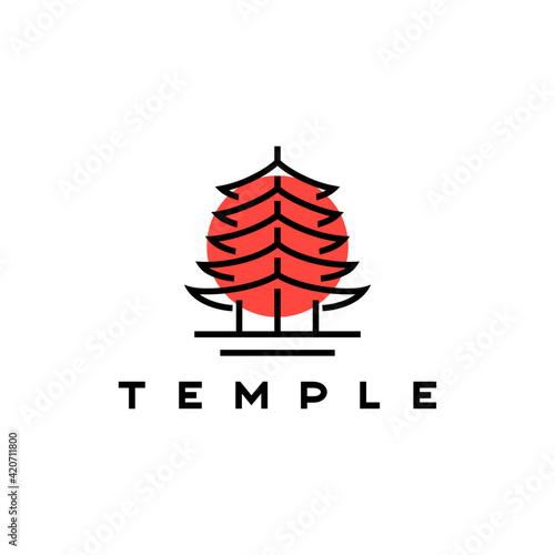 Vintage Retro Temple Logo Design Illustration Template