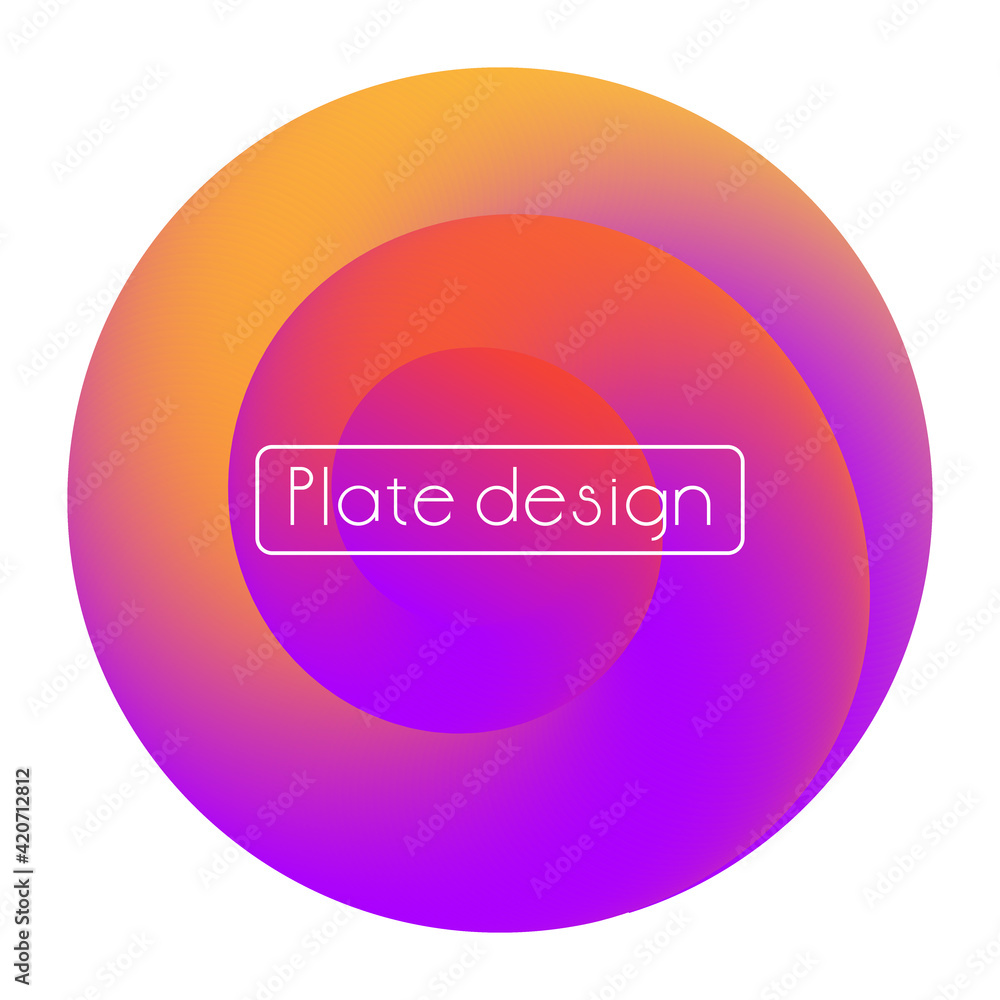 Template plate bright trendy neon print round shape pink orange color gradient Template plate bright trendy neon print round shape pink orange color gradient