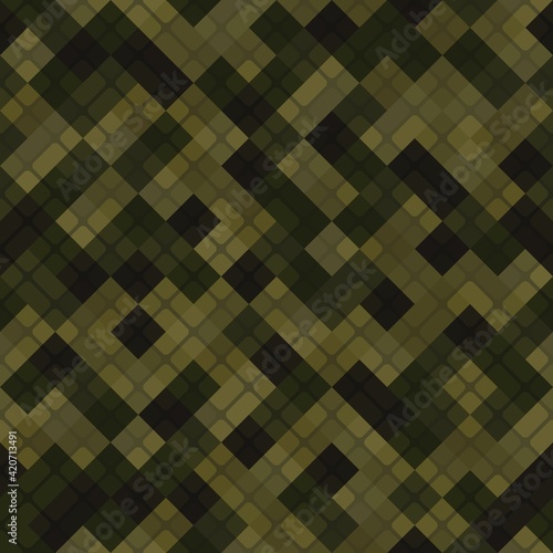 Vector patchwork background with brown khaki and olive tiles geometric ornament