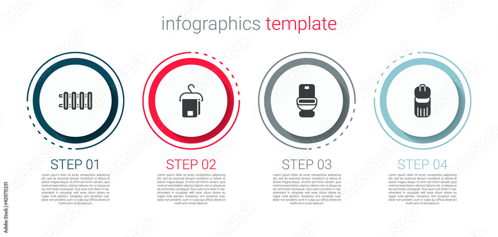 Set Heating radiator, Towel on hanger, Toilet bowl and Trash can. Business infographic template. Vector Set Heating radiator, Towel on hanger, Toilet bowl and Trash can. Business infographic template. Vector