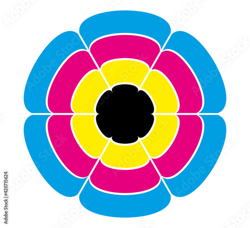 CMYK CMJN Flower. Vector printed illustration II.