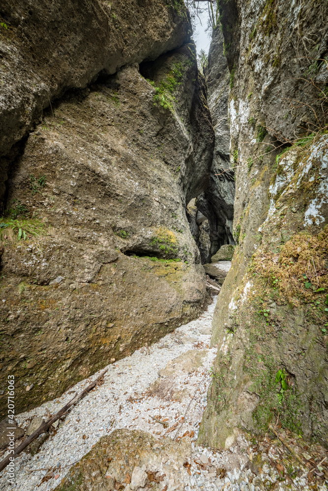 Environment of the gorges carved into the rock.