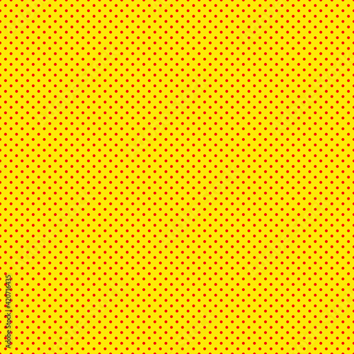 Pop art seamless background. Yellow red comic halftone dots.