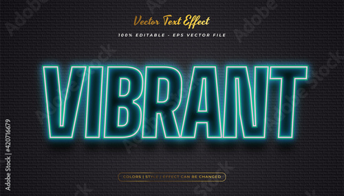 Bold Vibrant Text Style with Blue Glowing Neon Effect