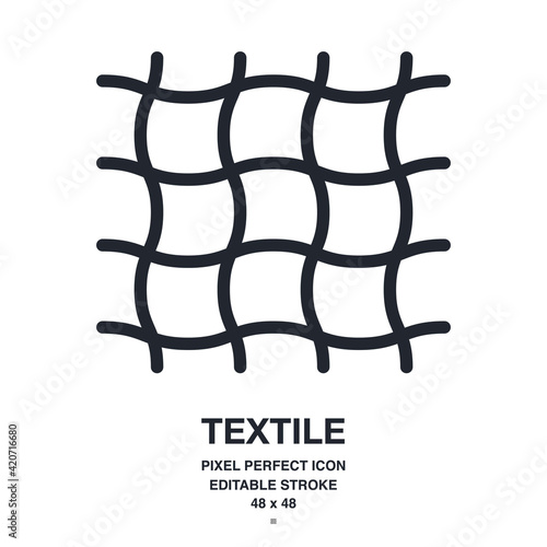 Fabric and textile editable stroke outline vector icon. Pixel perfect. 48 x 48.