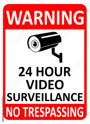 Security alert 24 hour video surveillance no trespassing