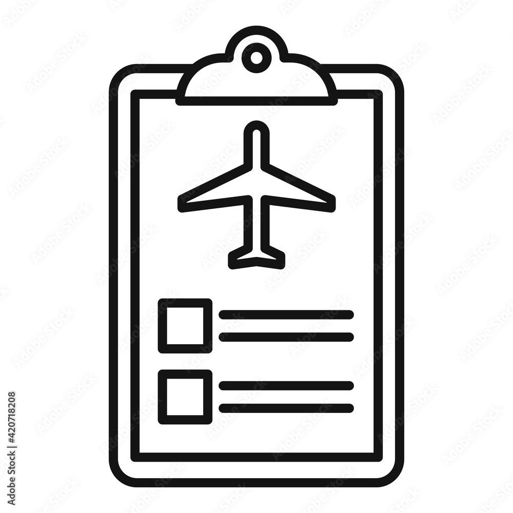 Plane trip icon, outline style Plane trip icon, outline style