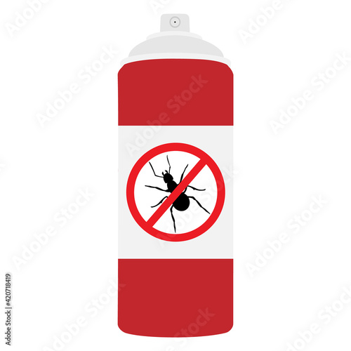 Ant repellent spray bottle icon. Ant, insect stop sign
