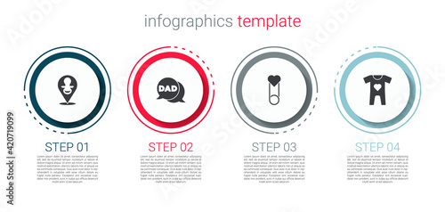 Set Baby dummy pacifier, Speech bubble dad, clothes pin and . Business infographic template. Vector