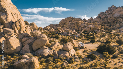 adventure truck camping in mojave desert