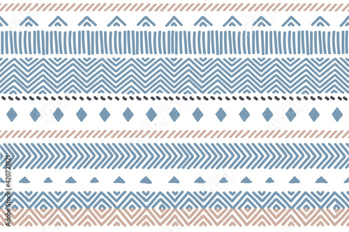 Ethnic vector seamless pattern. Tribal geometric background, boho motif, maya, aztec ornament illustration. rug textile print texture