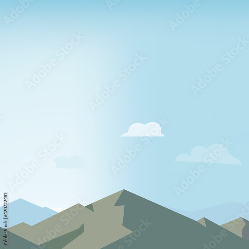 Landscape view of mountains and blue sky. Summer and spring landscape  background.