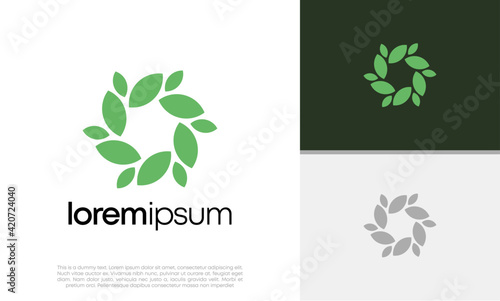 Abstract round garden plant natural line symbol.  