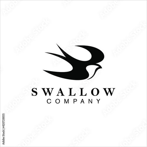 Simple Swallow Logo Design Small Bird Vector Animal Illustration for Nature or Wildlife Symbol Element Template Ideas