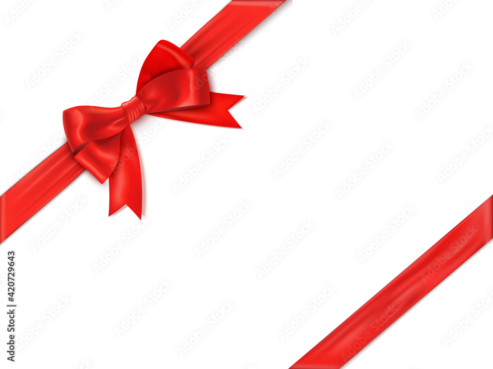 Realistic satin ribbon on white background. Realistic satin ribbon on white background.
