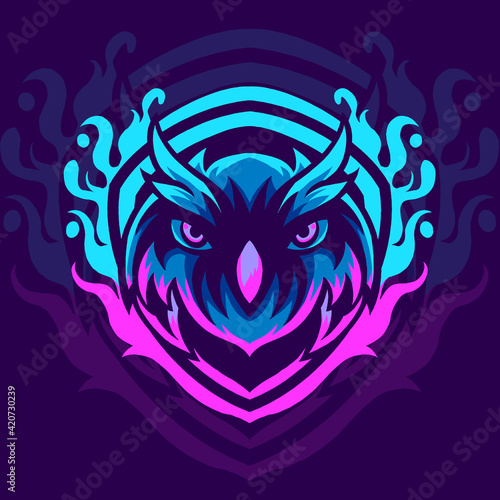 owl mascot esports logo ilustration