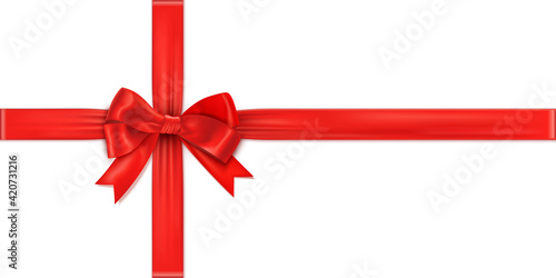 Realistic satin ribbon on white background.