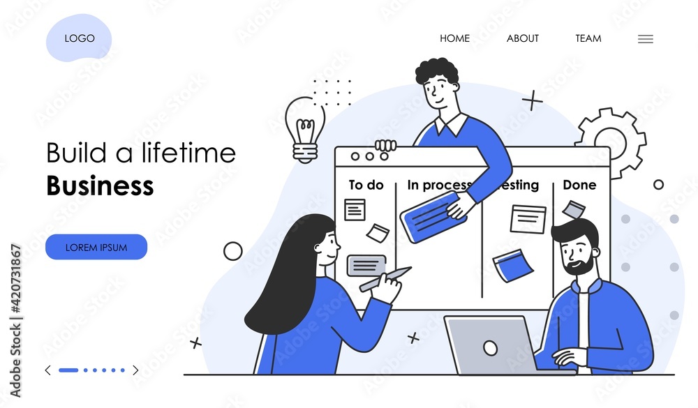 Characters make business graphics tasks scheduling Characters make business graphics tasks scheduling