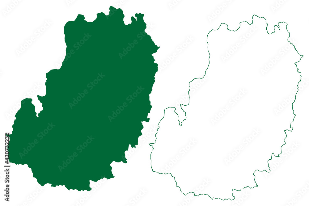 Kabirdham district (Chhattisgarh State, Durg division, Republic of India) map vector illustration, scribble sketch Kabirdham map