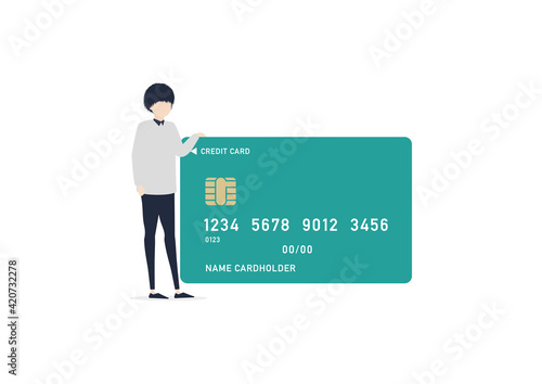 クレジットカードを利用する男性のイラスト素材