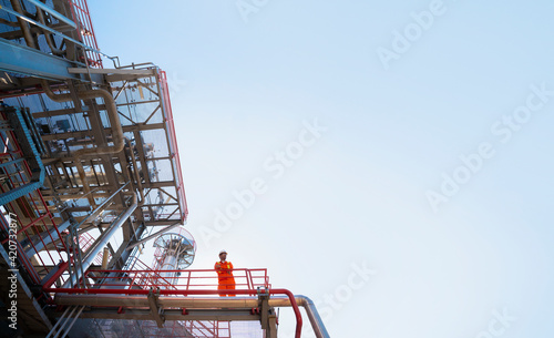 A worker in the oil refinery