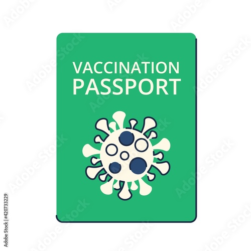 New travels after the pandemic. Green vaccination passport. Travel permit. Vector