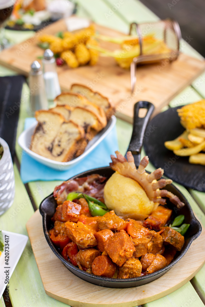 details of tasty traditional food, at restaurant, outside details of tasty traditional food, at restaurant, outside